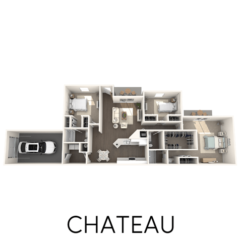 Floor plan for 3 beds, 2 baths, 1529 sqft